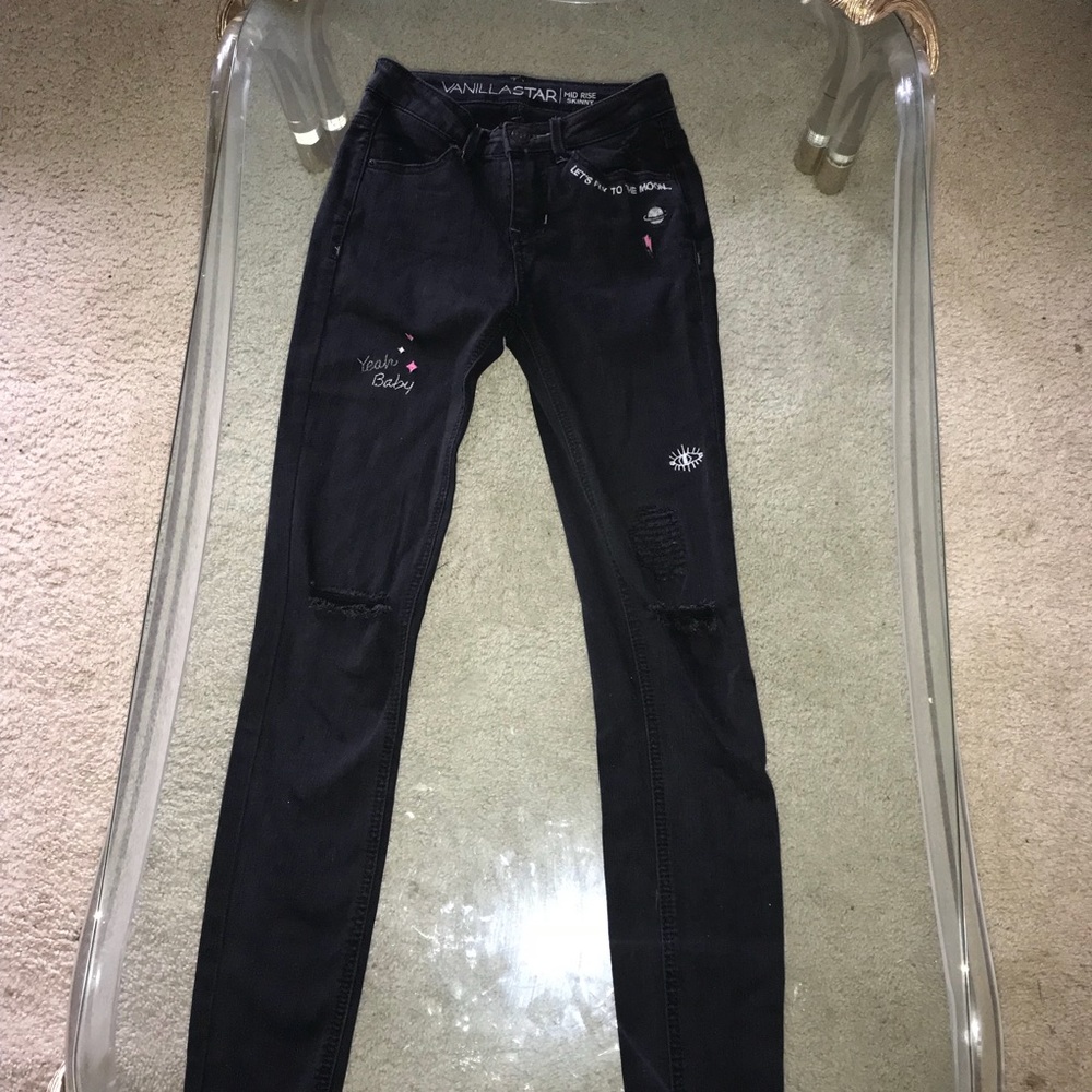 Black Fun Ripped Jeans